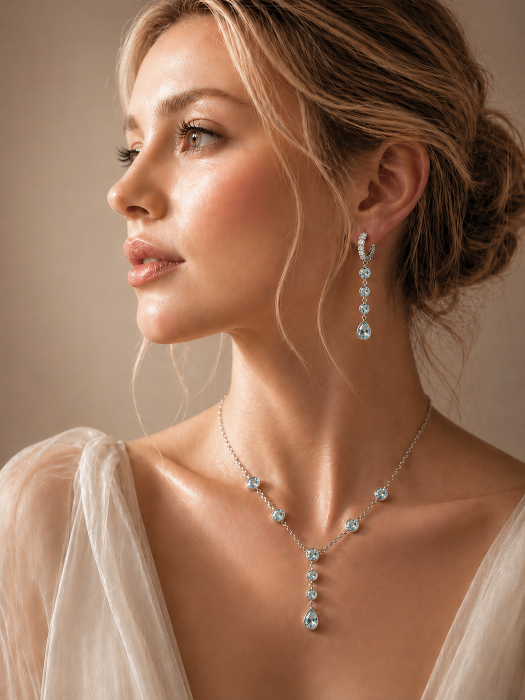 Allegra Aquamarine 3-Drop Necklace